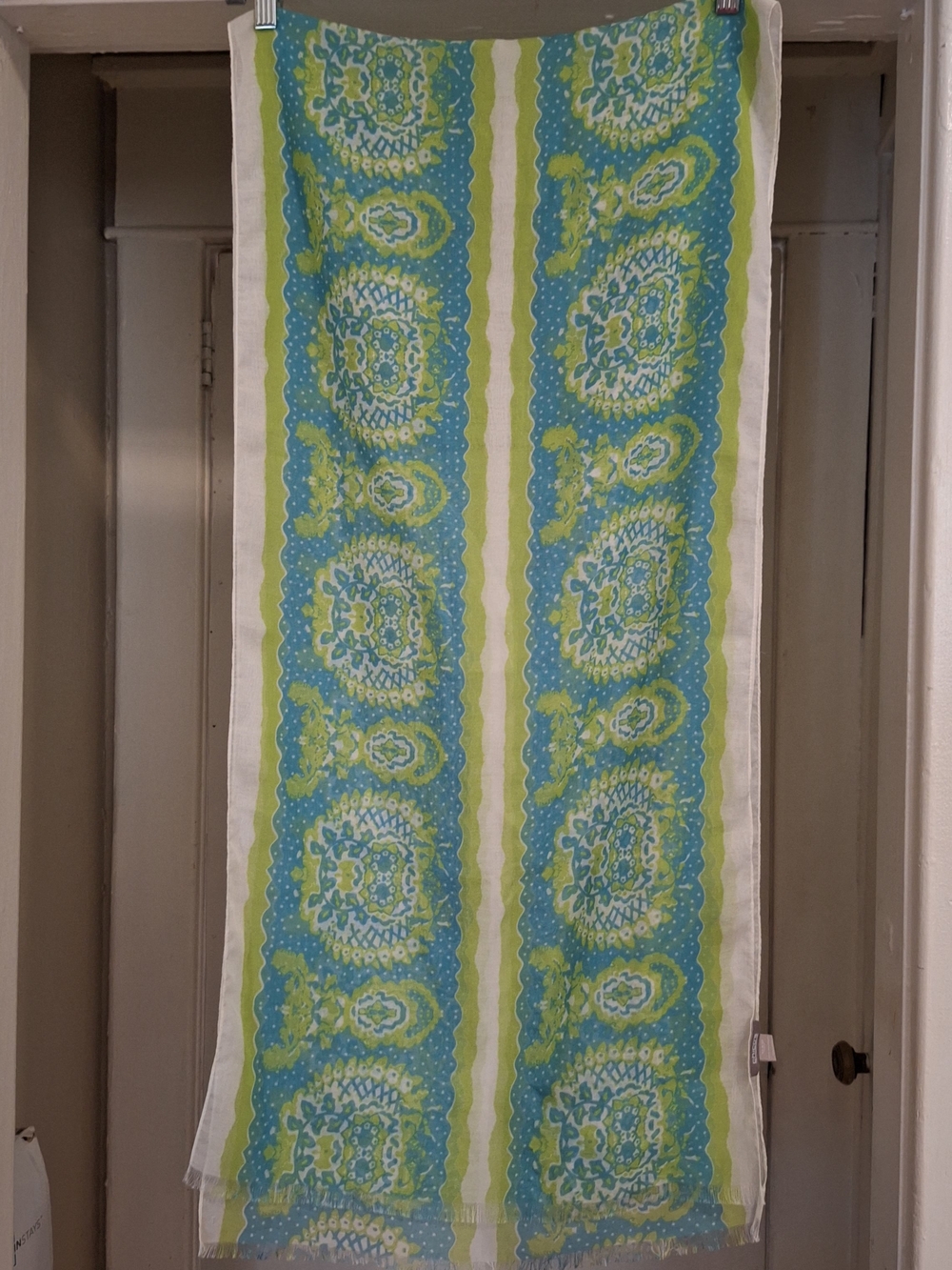 Chico's Blue and Lime Green Patterned Scarf